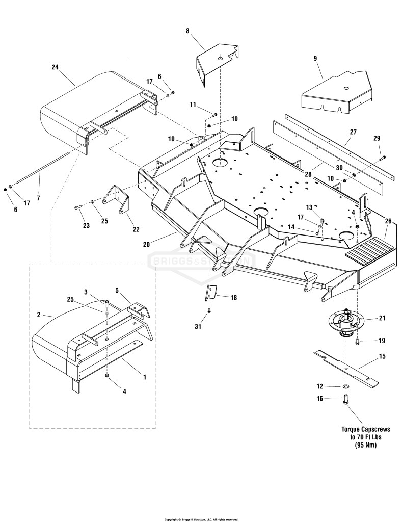 61 Mower Deck Group - Housing, Covers, Spindles & Blades