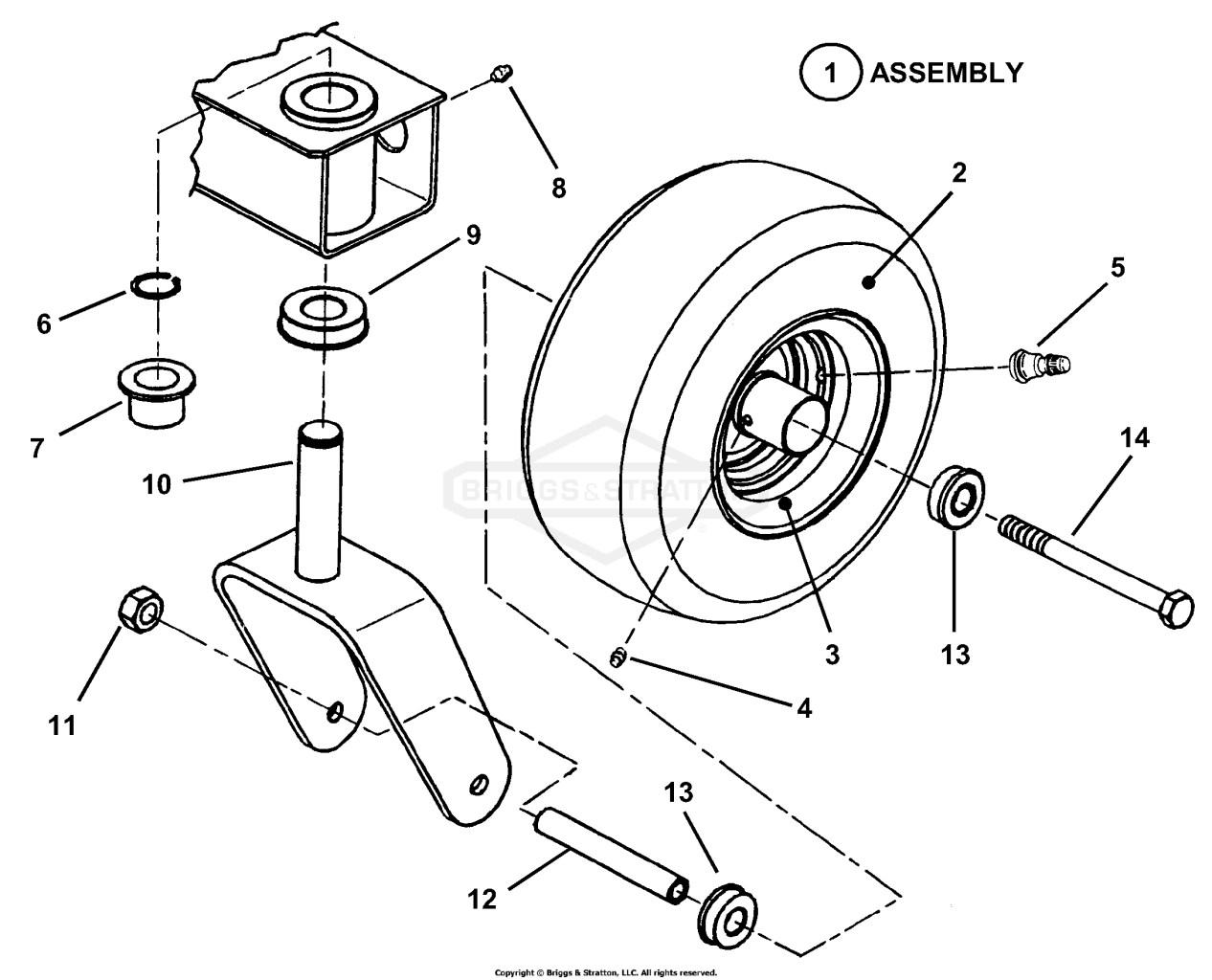 Caster, Front Wheel & Tire Assembly