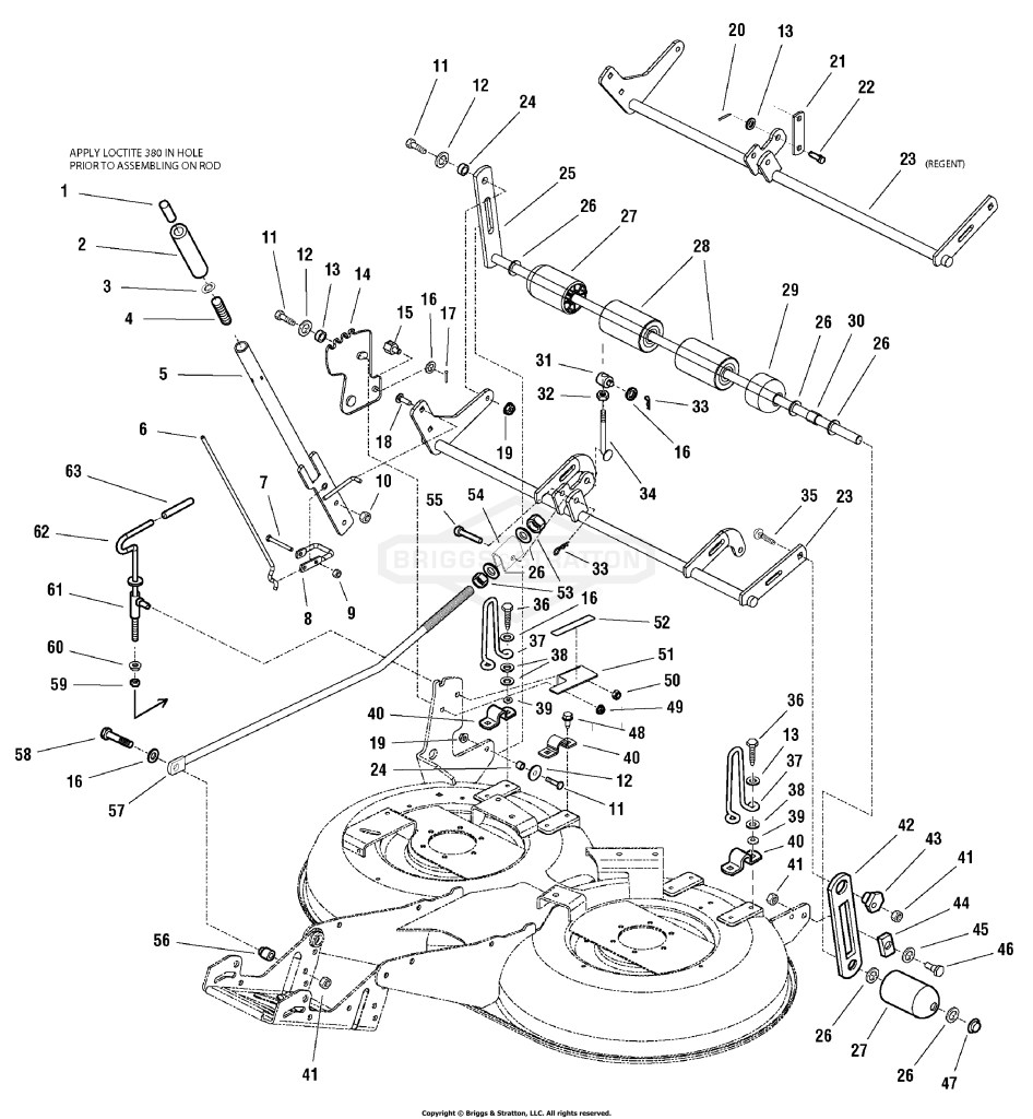 40 Mower Deck - Height Adjustment & Roller Bar Group