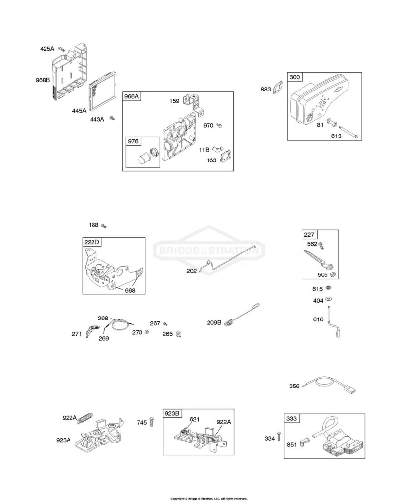 Air Cleaner, Controls, Electrical, Exhaust System, Flywheel Brake, Governor Spring, Ignition