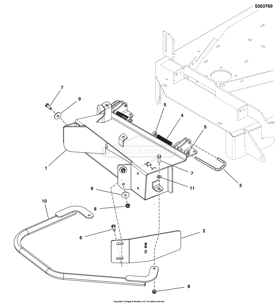 Blower Mount Group - 52 Mower Decks, TURBO-Pro MAX