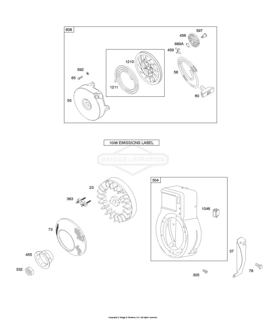 Blower Housing/Shrouds, Flywheel, Rewind Starter