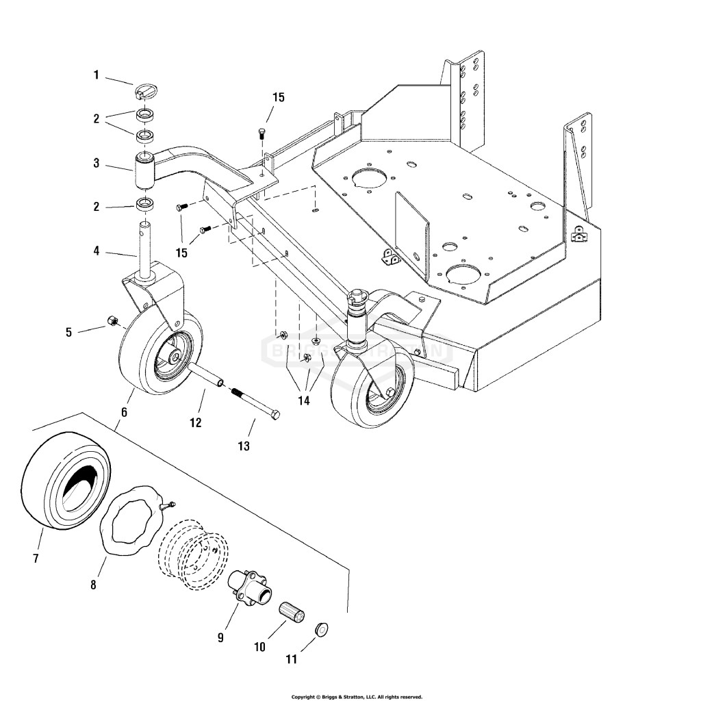 32 & 36 Mower Deck - Frame, Caster & Shield