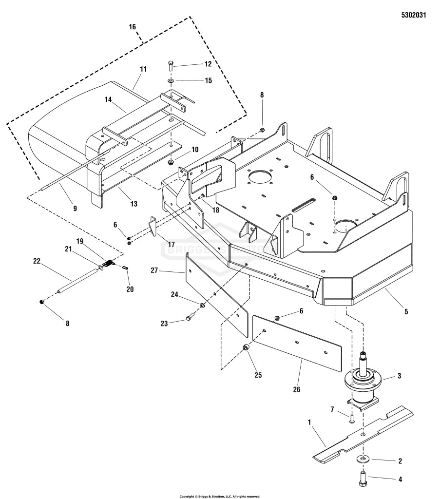 36 Mower Deck - Housing, Spindles & Blades (Export Model)