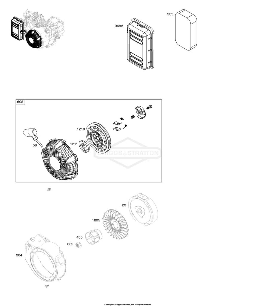 Air Cleaner, Blower Housing, Flywheel, Rewind Starter