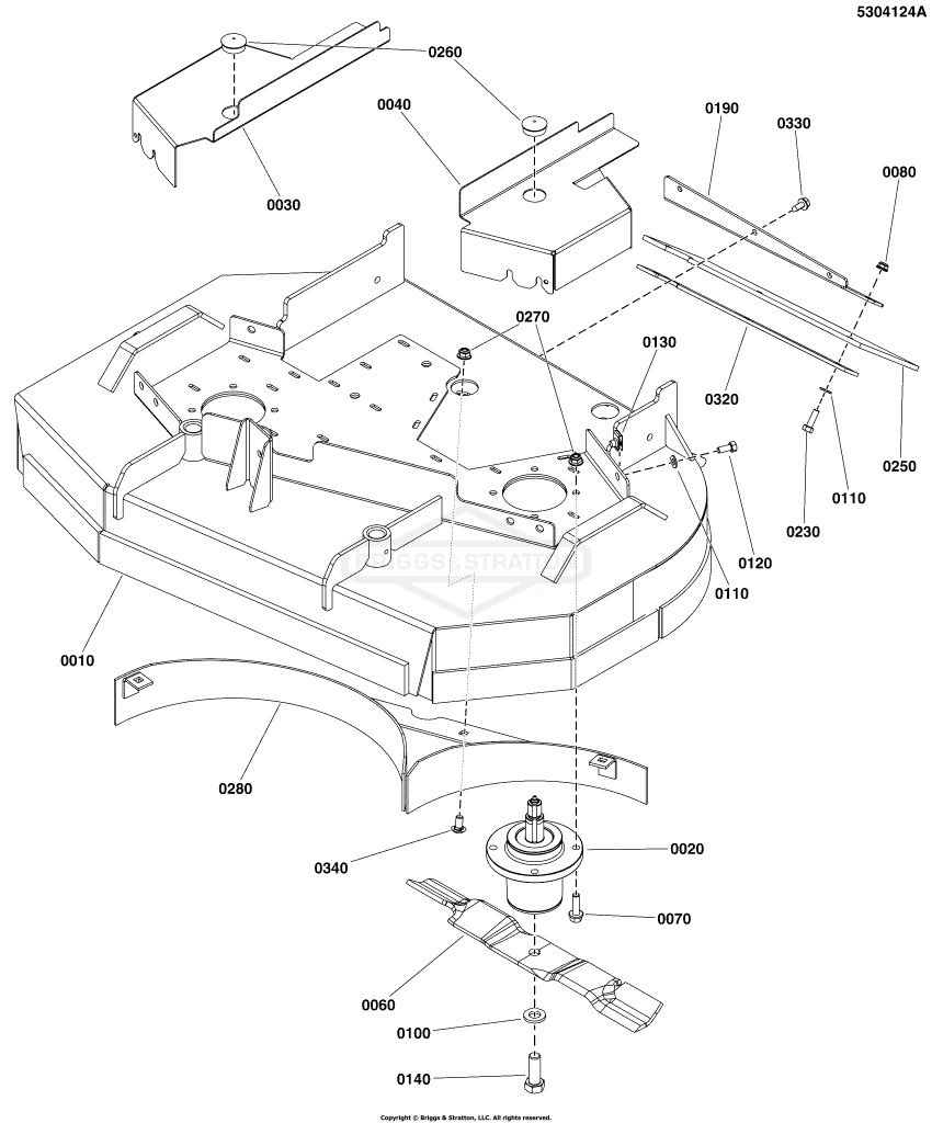 36 Mower Deck (Rear Discharge) - Housing, Covers, Spindles & Blades - S/N: 2017746074 & Above