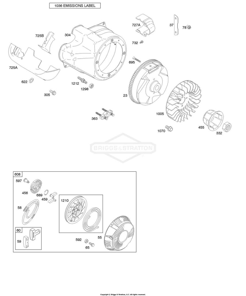 Blower Housing/Shrouds, Flywheel, Rewind Starter
