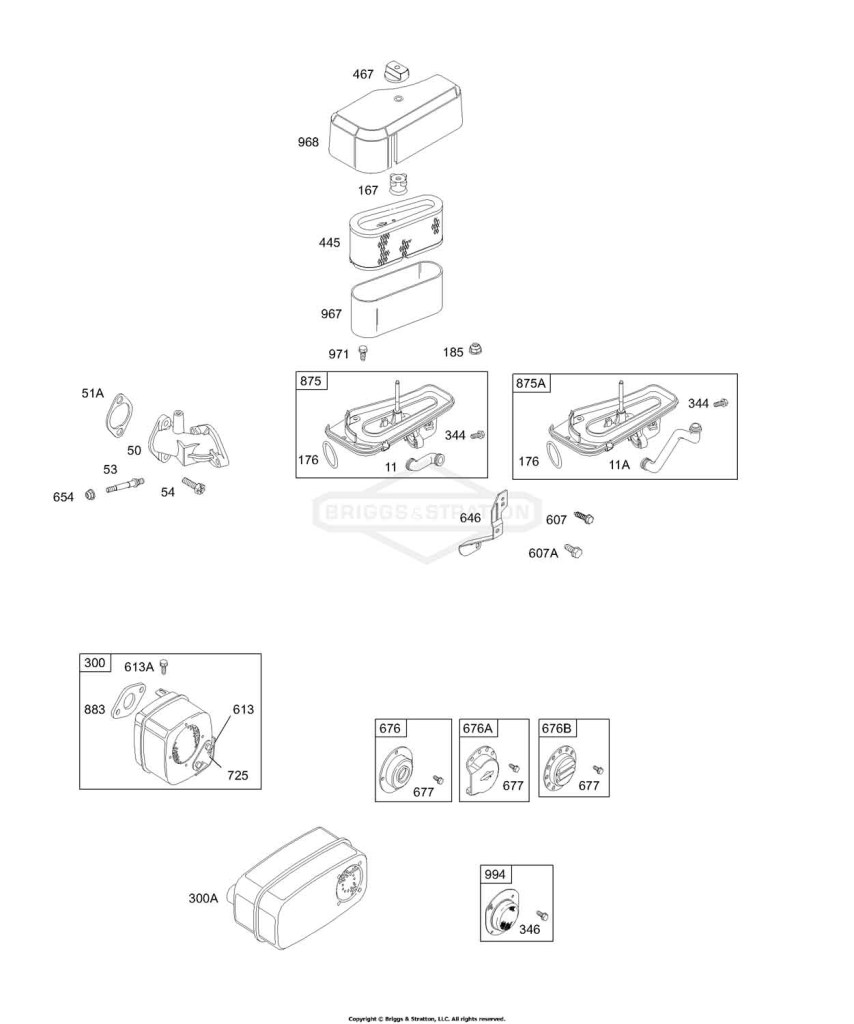 Air Cleaner, Muffler, Deflectors