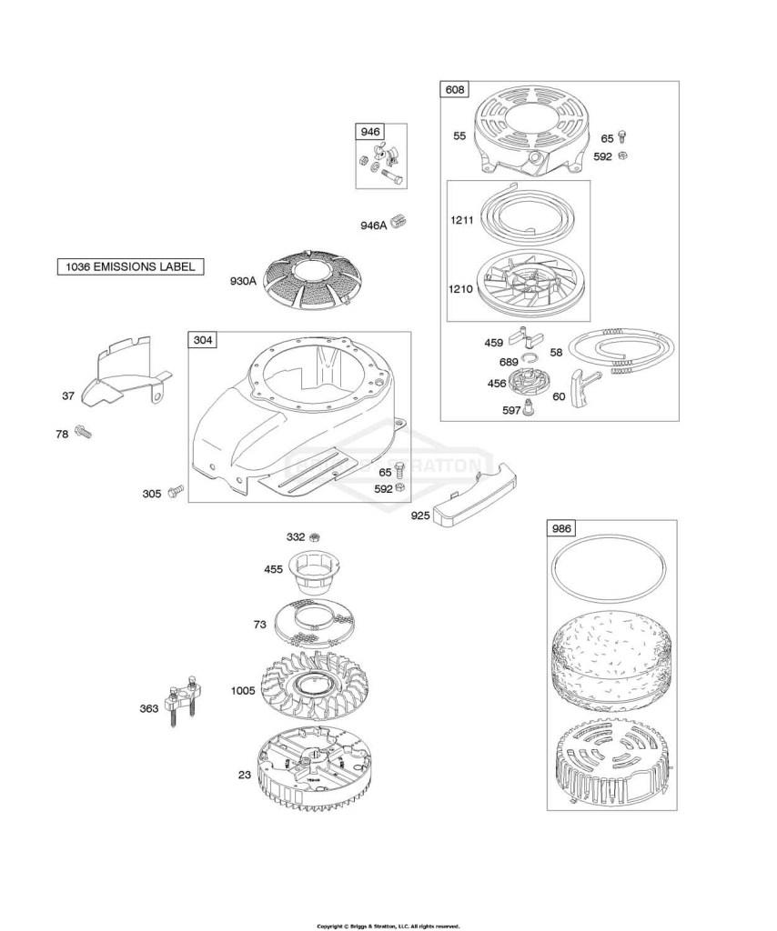 Blower Housing/Shrouds, Flywheel, Rewind Starter