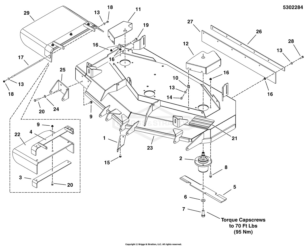 52 Mower Deck - Housing, Covers, Spindles & Blades Side Discharge Domestic