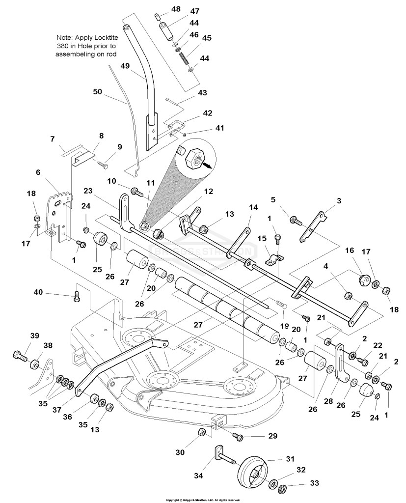 44 Mower Deck - Height Adjustment & Roller Bar