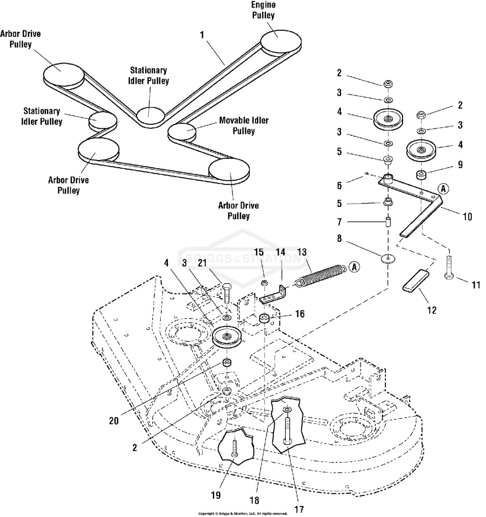 44 & 50 Mower Deck - Belt & Idler Group