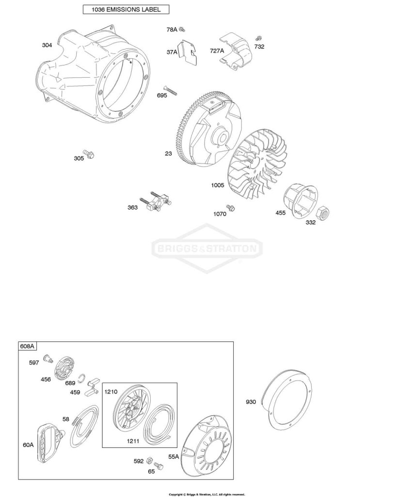 Blower Housing/Shrouds, Flywheel, Rewind Starter