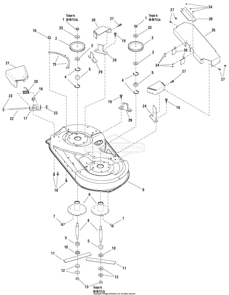 38 Mower Deck - Housing, Arbors & Blades