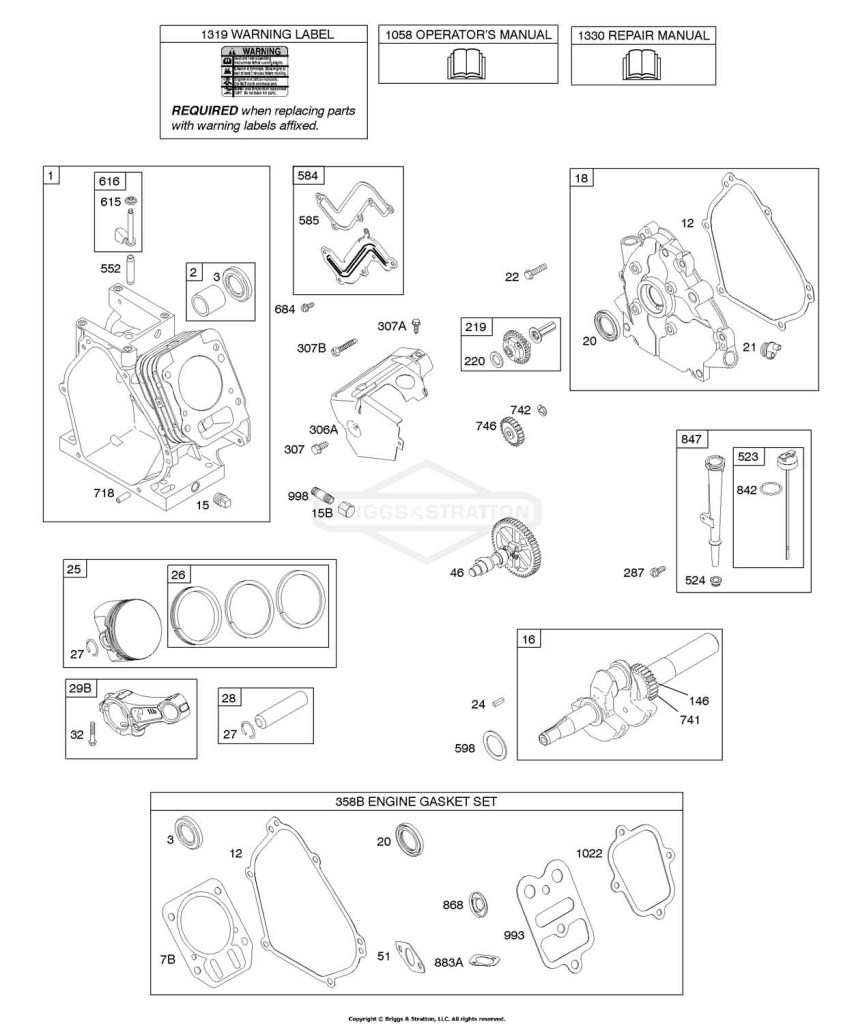 Camshaft, Crankcase Cover, Crankshaft, Cylinder, Lubrication, Piston Group