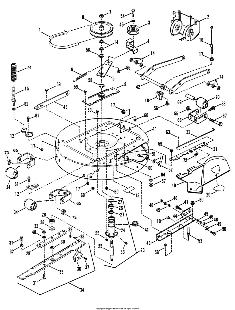 33 Cutting Deck, Belts - Series 4 (Chain Hung)