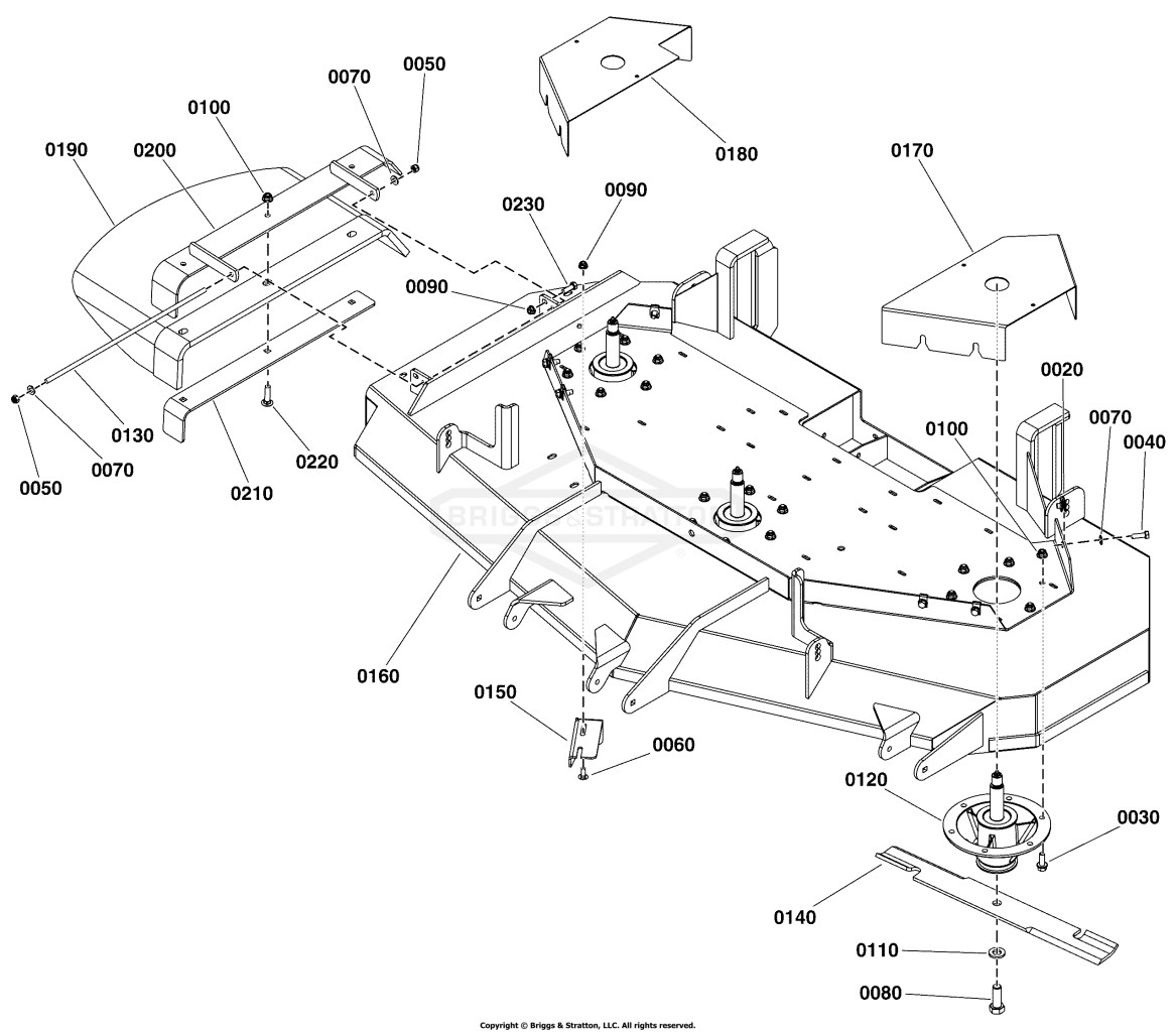 61 Mower Deck Group - Housing, Covers, Spindles & Blades