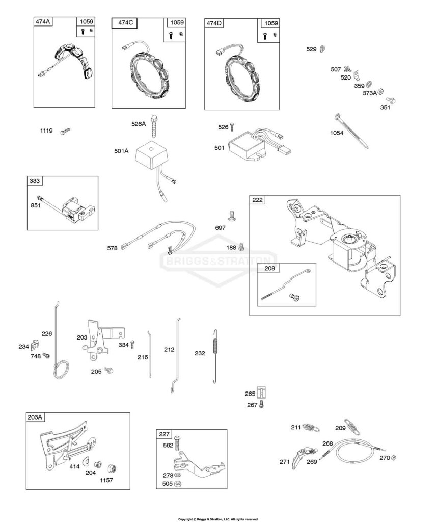 Alternator, Ignition, Controls, Governor Spring