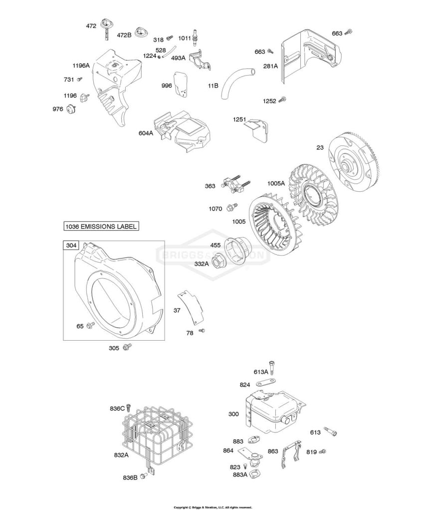 Blower Housing/Shrouds, Exhaust System, Flywheel