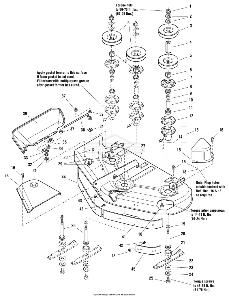 44 Mower Deck - Housing, Arbors & Blades