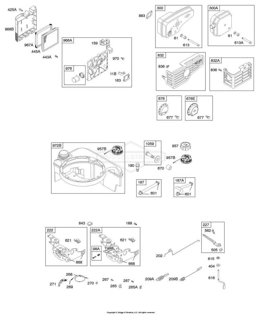 Air Cleaner, Controls, Exhaust System, Fuel Supply, Governor Spring
