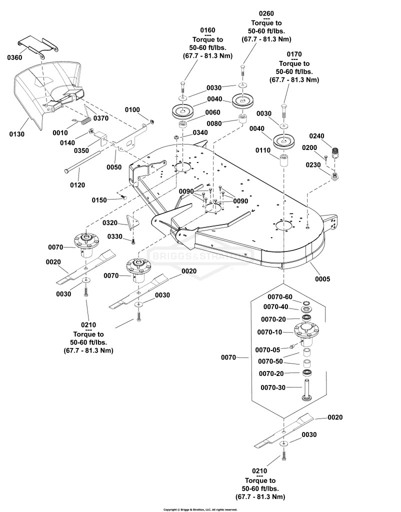 48 (122cm) Mower Deck - Housing, Arbors & Blades Group