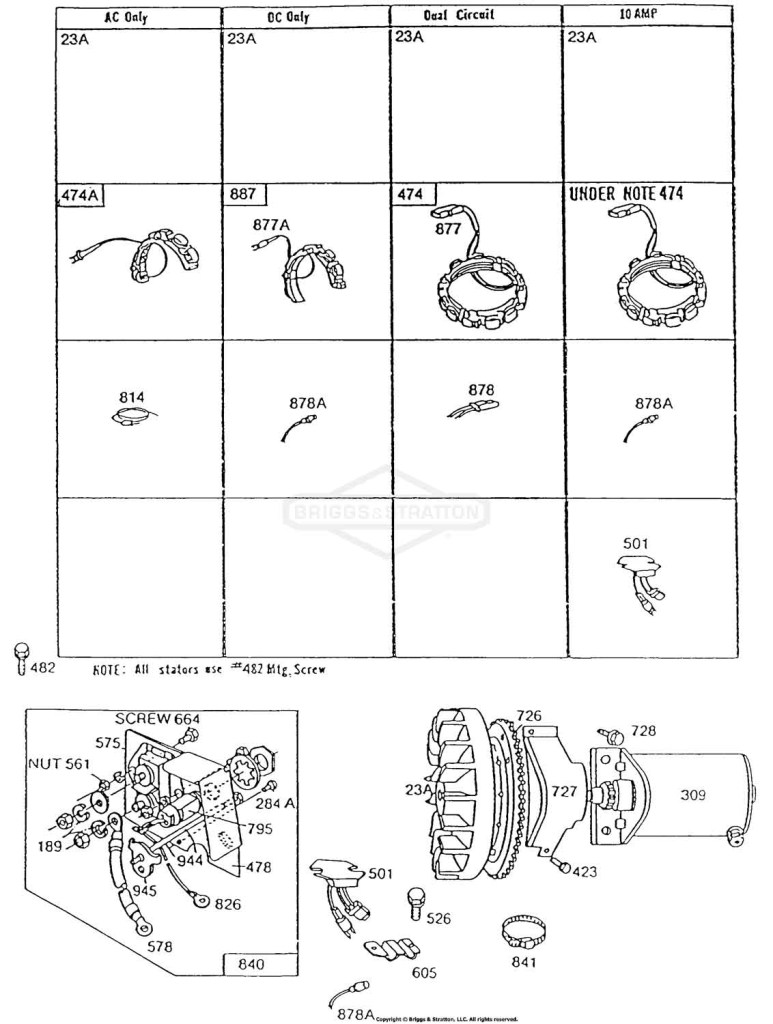 Alternator Chart, Elect Starter