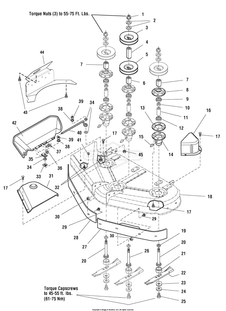 44 Mower Deck - Housing, Arbors & Blades