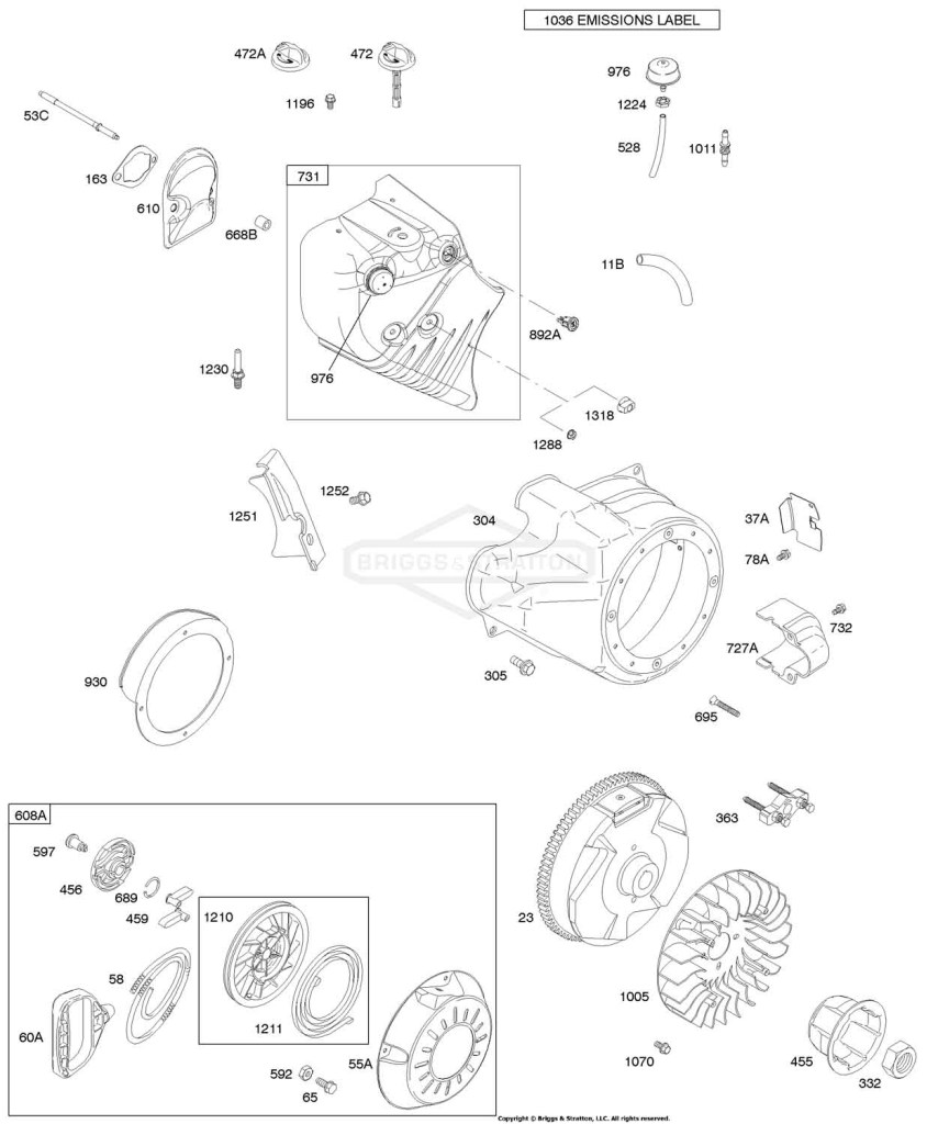 Blower Housing/Shrouds, Flywheel, Rewind Starter