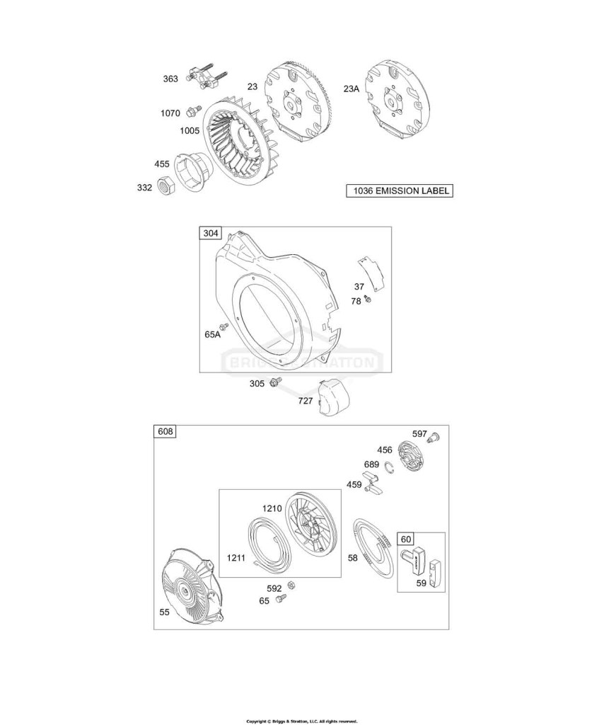 Blower Housing/Shrouds, Flywheel, Rewind