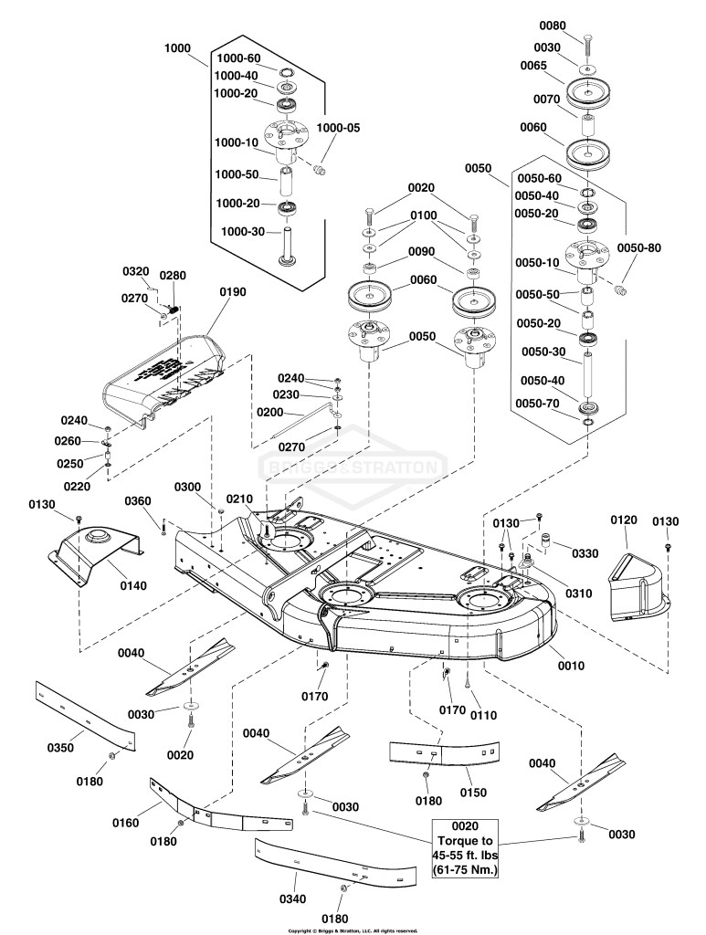 50 (127cm) Mower Deck - Housing, Arbors & Blades Group
