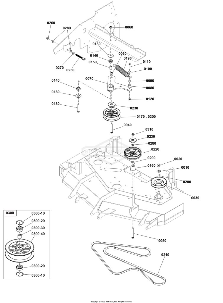 52 Mower Deck Group - Pulleys, Belt & Idler Arm
