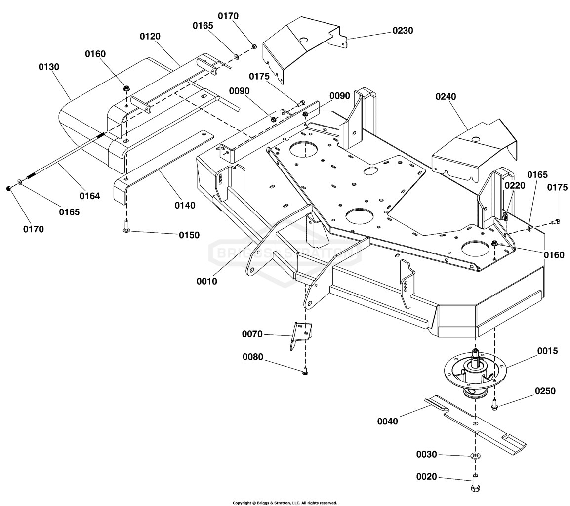 48 Mower Deck Group - Housing, Covers, Spindles, and Blades