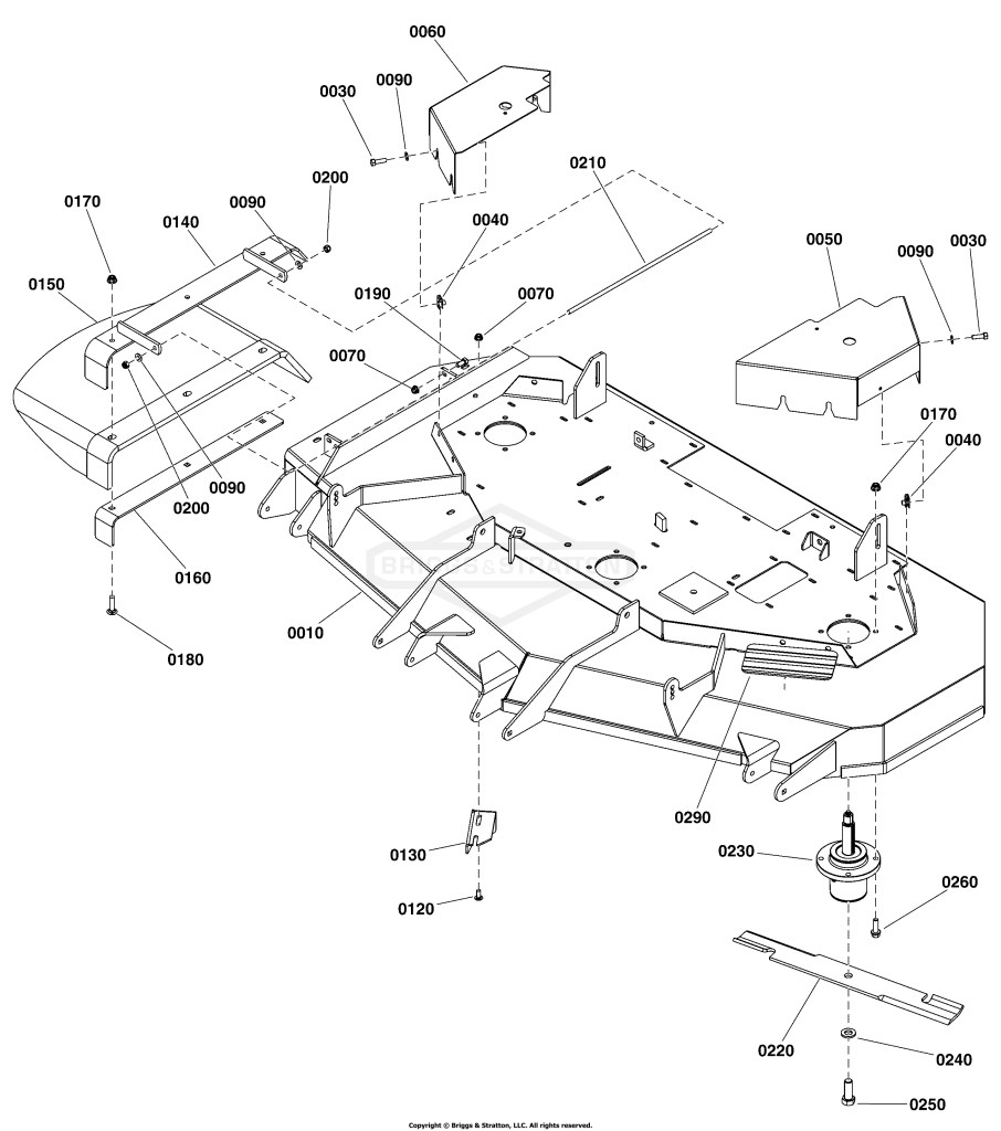 61 Mower Deck Group - Housing, Covers, Spindles & Blades