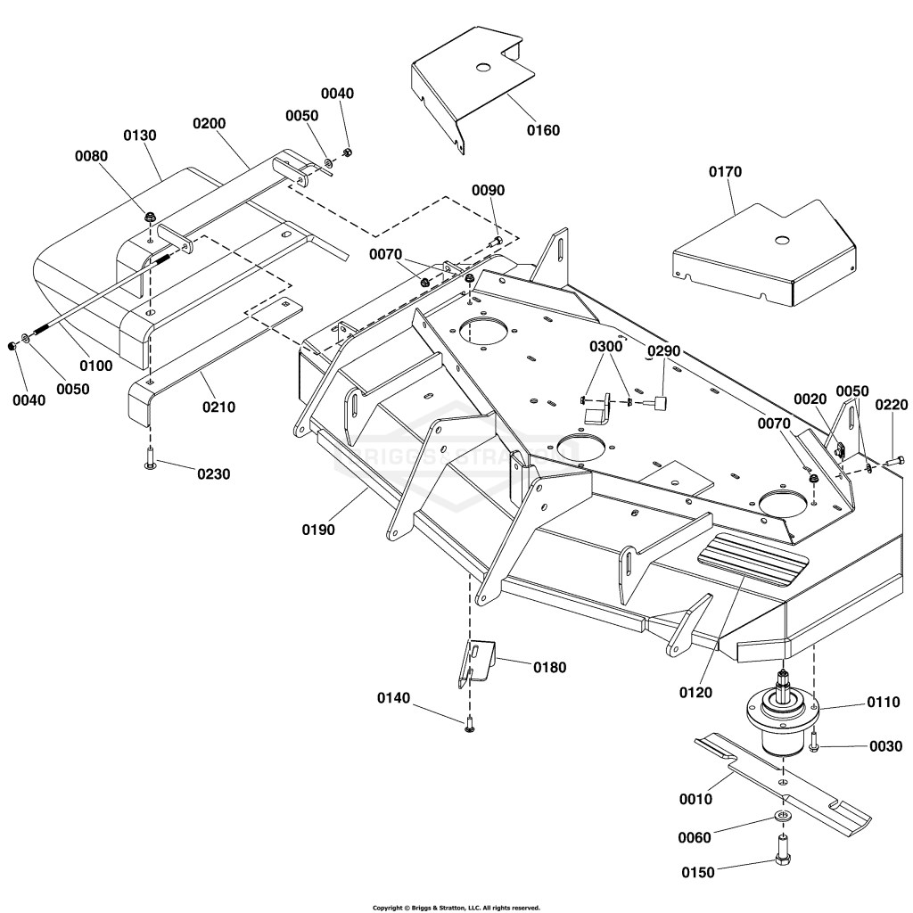 48 Mower Deck - Housing, Covers, Spindles, & Blades S/N: 2017999045 & Above