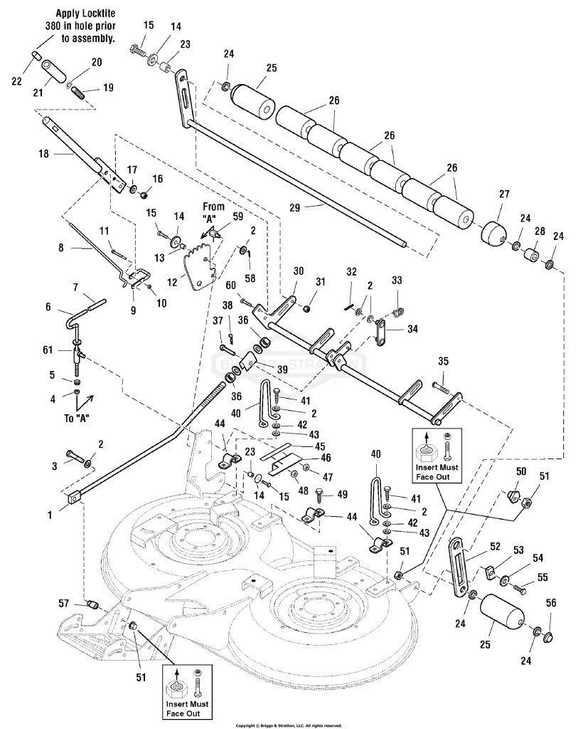 40 Mower Deck - Height Adjustment & Roller Bar