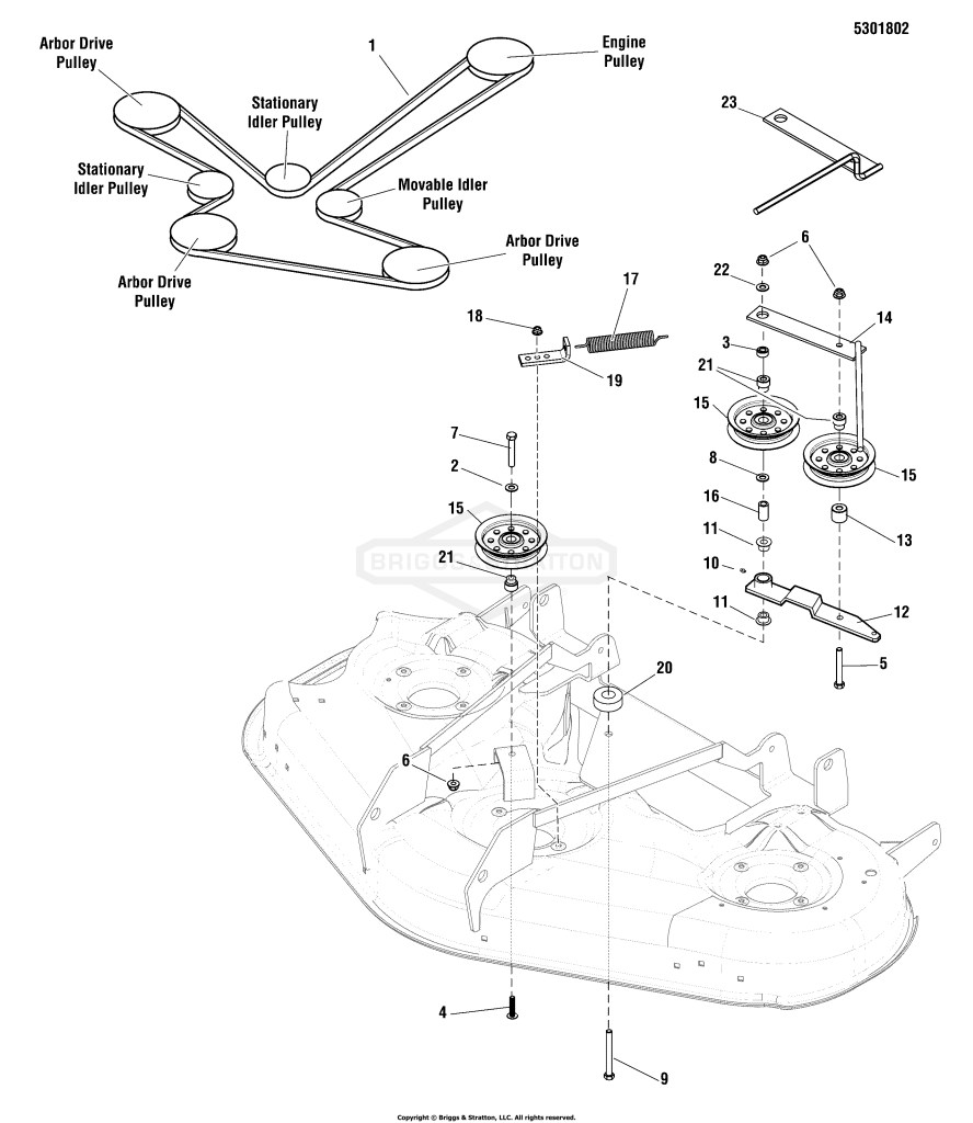 52 Mower Deck - Belts & Idler Group