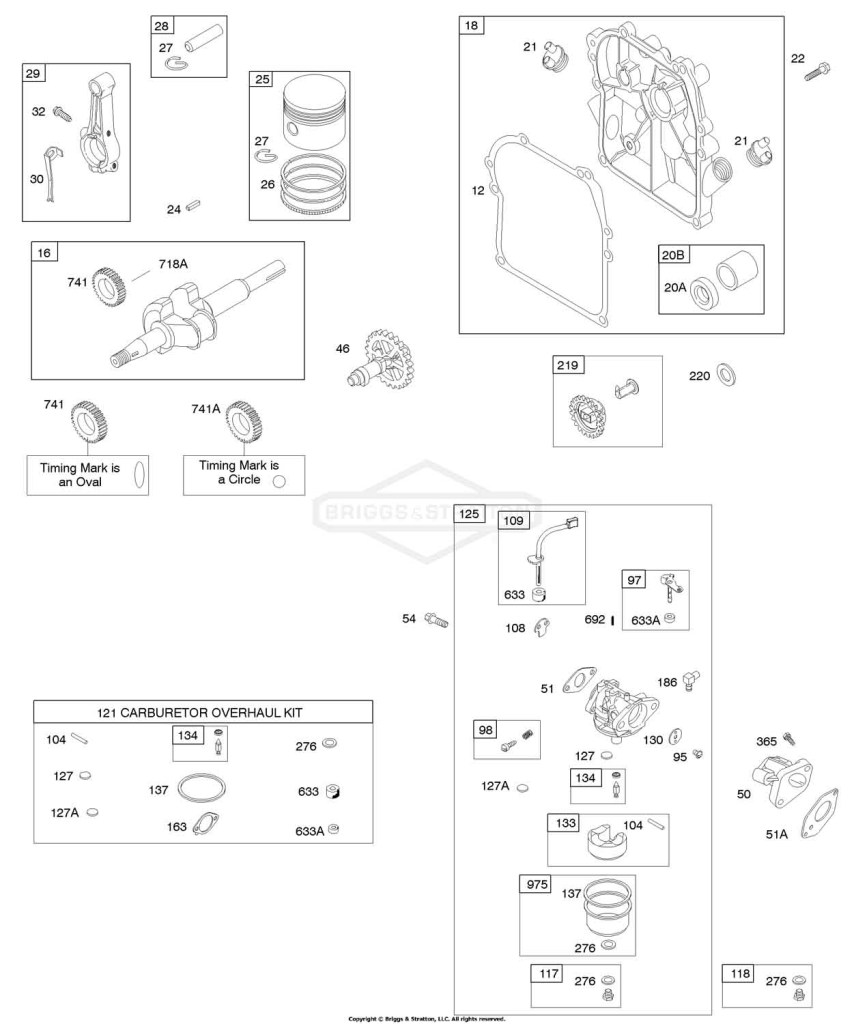 Camshaft, Carburetor, Carburetor Overhaul Kit, Crankcase Cover/Sump, Crankshaft, Piston/Rings/Connecting Rod