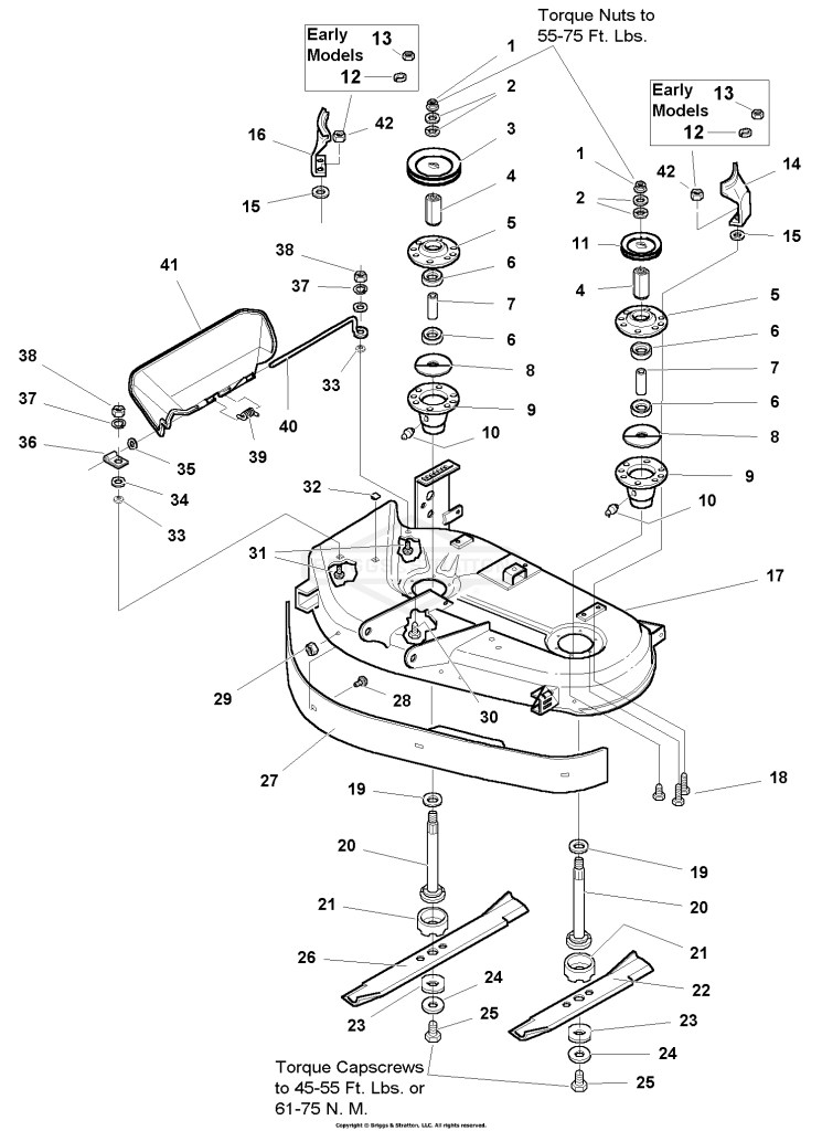 38 Mower Deck - Housing, Arbors & Blades