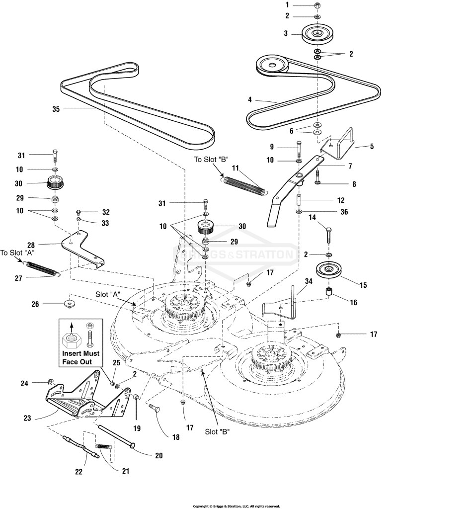 40 Mower Deck - Belt, Idler Arm & Hitch Group