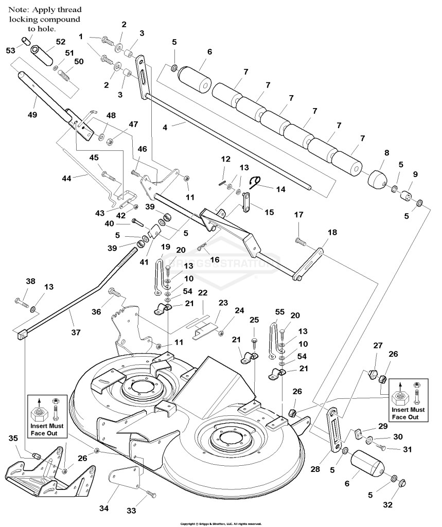 40 Mower Deck - Height Adjustment & Roller Bar