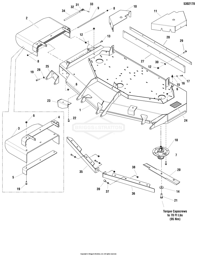 61 Mower Deck - Housing, Covers, Spindles & Blades Side Discharge