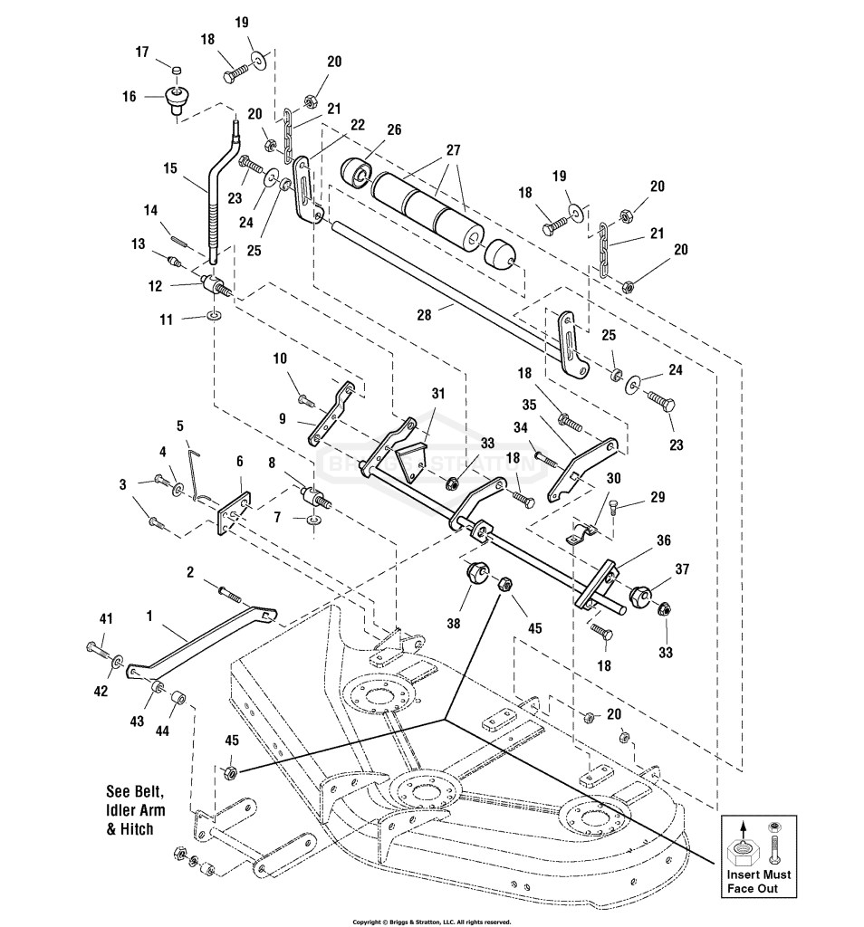 44 Mower Deck - Height Adjustment & Roller Bar