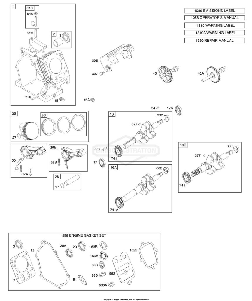 Camshaft, Crankshaft, Cylinder, Piston Group