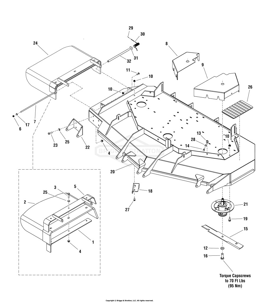 61 Mower Deck - Housing, Covers, Spindles & Blades