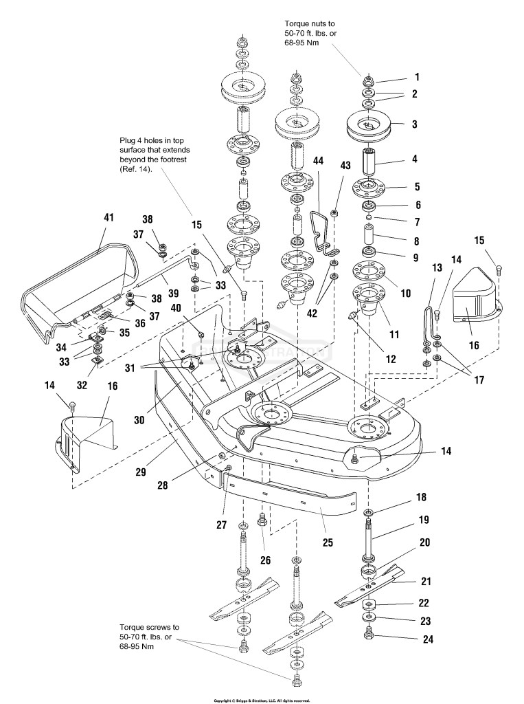 44 Mower Deck - Housing, Arbors & Blades