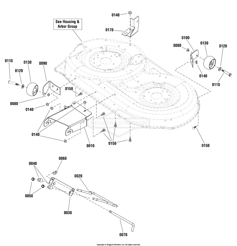 42 Mower Deck - Height Adjustment & Roller Bar Group (2991454)