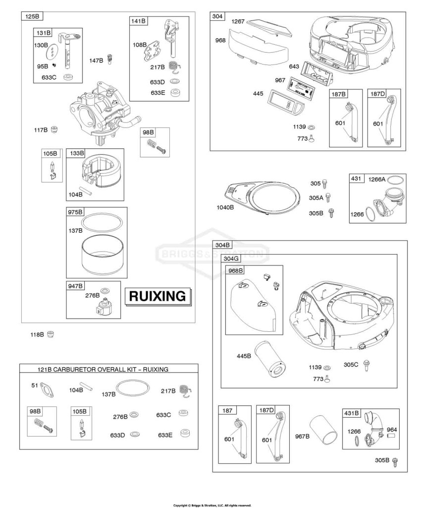 Air Cleaner, Blower Housing, Carburetor - Ruixing, Kit - Carburetor Overhaul - Ruixing