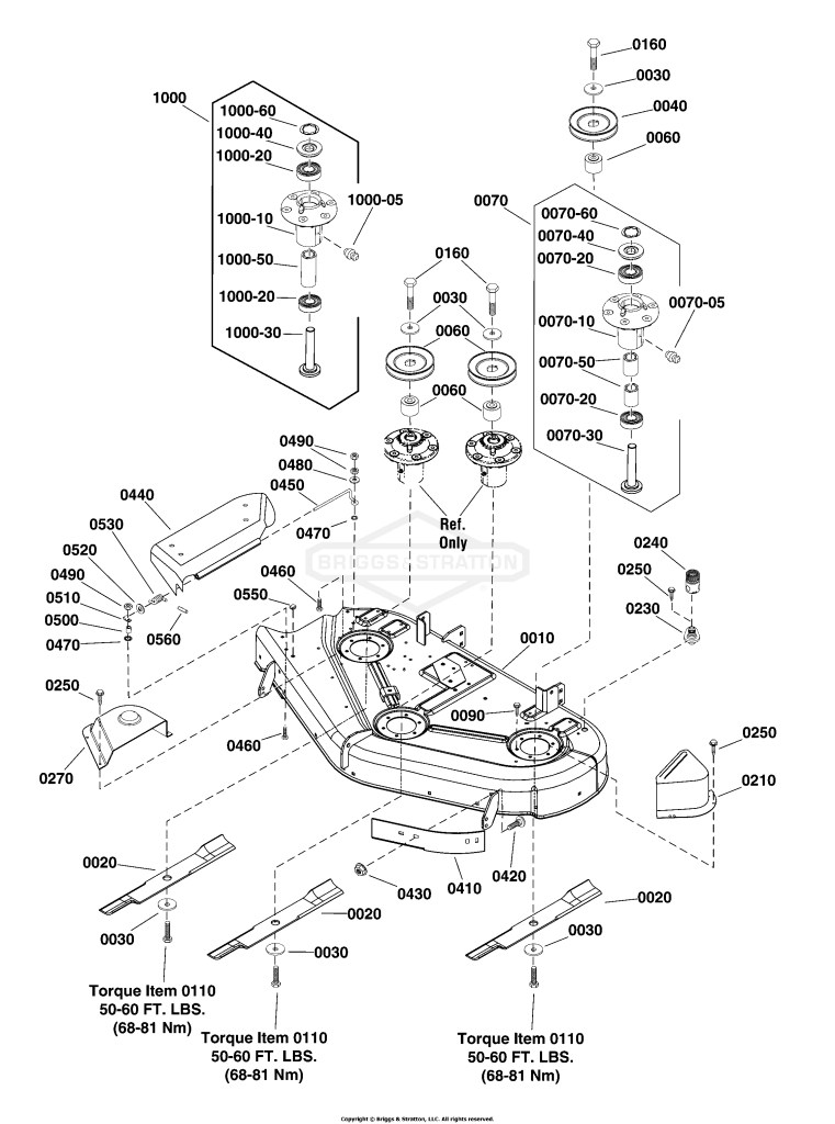 44 (112cm) Mower Deck - Housing, Arbors & Blades Group