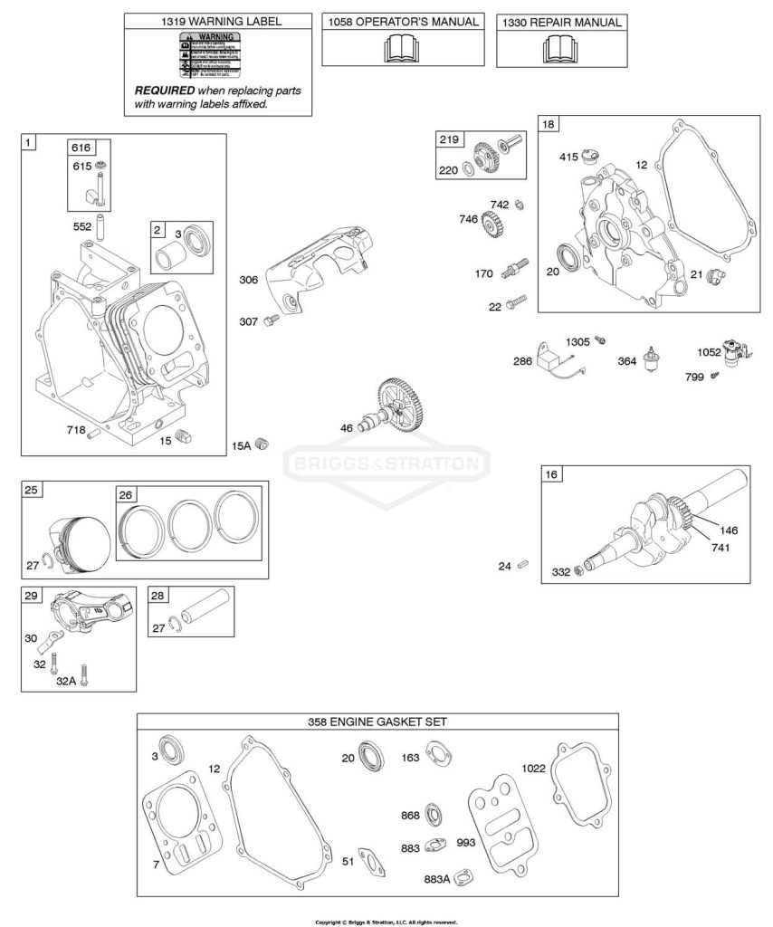 Camshaft, Crankcase Cover, Crankshaft, Cylinder, Lubrication, Piston Group